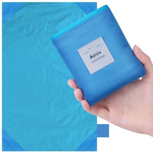 Ainiv Mini Coperta da Picnic Tascabile, 110 x 140 cm, Ultraleggero Coperta da Spiaggia Portatile Tappetino da Picnic Pocket Portatile Tappetino da Spiaggia per Campeggio, Trekking, Montagna, Viaggi