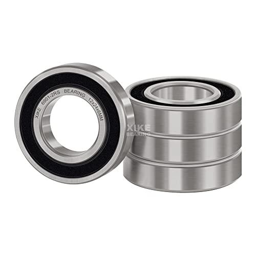 XiKe 4 pz 6901-2RS Cuscinetti a sfere sigillati 12x24x6mm, Pre-lubrificati, Acciaio cromato, Doppia Guarnizione in Gomma, 6901RS Cuscinetto a sfere a gola profonda con tenuta.