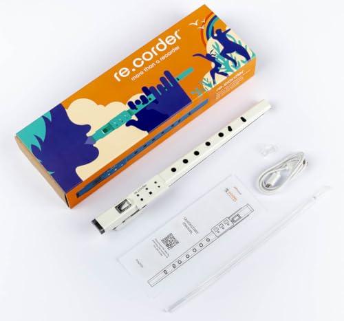 ARTinoise re.corder,flauto acustico digitale e controller MIDI wireless,App mobile 32 timbri,spartiti e esercizi su basi musicali,diteggiature personalizzabili,4 modalità di riproduzione (BIANCO)