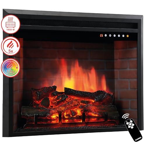 KAMINIO Camino elettrico LUCA - Camino elettrico a incasso con riscaldamento, effetto fiamma 3D, 12 colori di fiamma, telecomando (23 pollici)