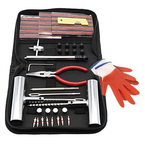 QUNNIE Kit di Riparazione Pneumatici, 48 Pezzi, con Spine, Strumenti universali per la Riparazione di forature e Spine, per Auto, Moto, Camion, Trattore, rimorchi (48 Pezzi)