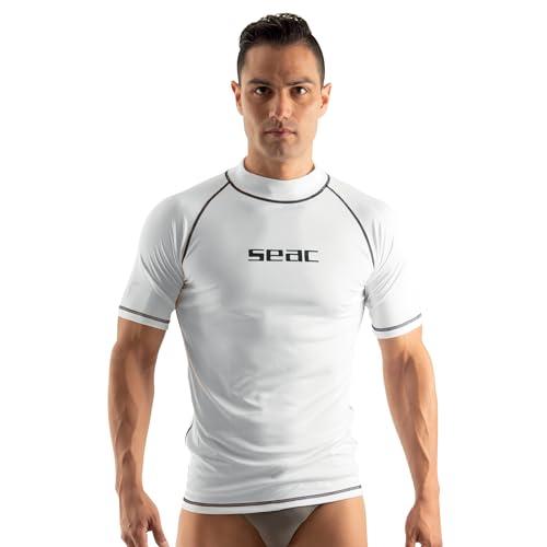 SEAC T-Sun Short Man, Maglia Protettiva Rash Guard per Snorkeling e Nuoto Anti UV, Bianco, M