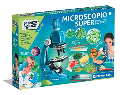 Clementoni - 19293 - Scienza e Gioco Lab - Microscopio Super - Laboratorio, Microscopio Bambini Ottico, Oltre 50 Esperimenti Di Scienza, Gioco Scientifico 8 Anni (Versione In Italiano), Multicolore