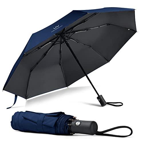 Vicloon Ombrello Portatile - Ombrello Pieghevole Compatto con 8 Nervature in Lega di Alluminio, Viaggio Ombrello Anti-tempesta Rivestimento in Teflon 210T, UPF>50+ Ombrello da Sole/Pioggia