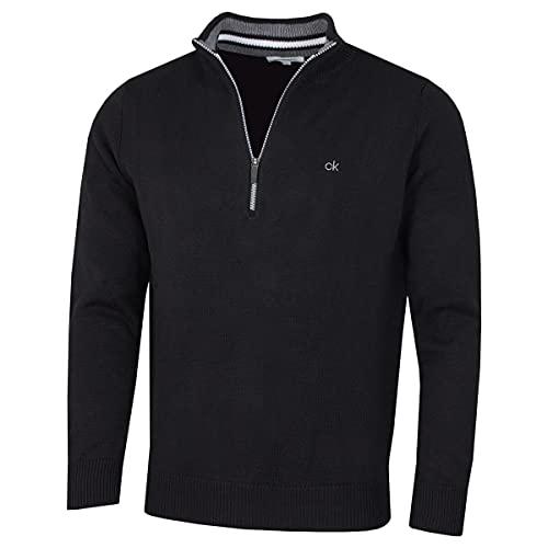 Calvin Klein Mens 2021 maglia cotone 1/2 Zip Golf CK Top Maglione, Black Sport., M