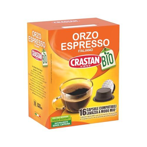 CRASTAN 1870, 16 Capsule, 1 Box da 16 Capsule di Orzo Biologico A Modo Mio, Capsule Compatibili con A Modo Mio, Naturalmente Privo di Caffeina, 100% Made in Italy