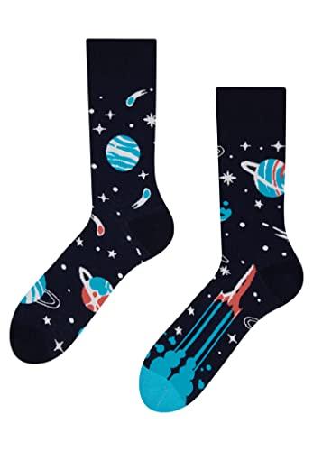 Dedoles Calzini Unisex Donna Uomo & Bambini Calze Cotone con tanti Design divertenti sinistra destra diversi, colore: Nero, disegno: Pianeti, taglia: 43-46