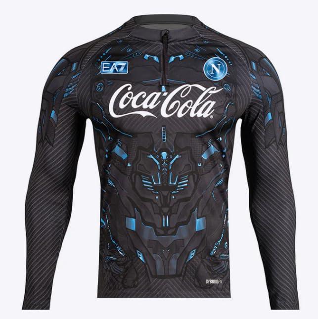 SSC NAPOLI Felpa Allenamento Ebony 2025/2026, Prodotto Ufficiale, Felpa Calcio Adulto, XXL