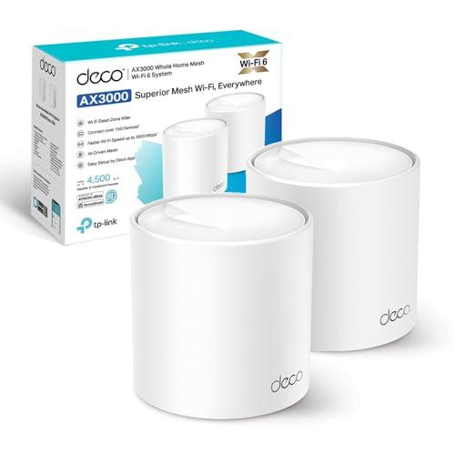 TP-Link Deco WiFi 6 Mesh AX 3000Mbps Deco X50(2 Pack) - Sistema WiFi 6 per tutta la casa - Copertura WiFi da 400 - Facile installazione - Controllo Parental - Compatibile con tutti i Box in fibra