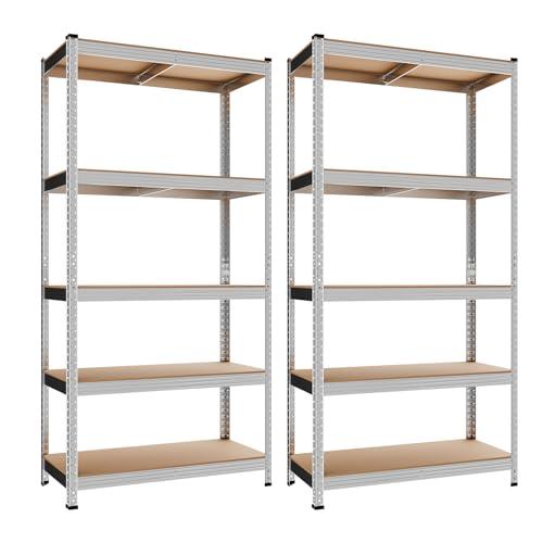 Confortil Set di 2, Scaffale Metallo Garage, Scaffalatura con 5 Ripiani Regolabili, Portante 875 kg, Scaffali in Metallo Ideale per Cantina o Garage (2)