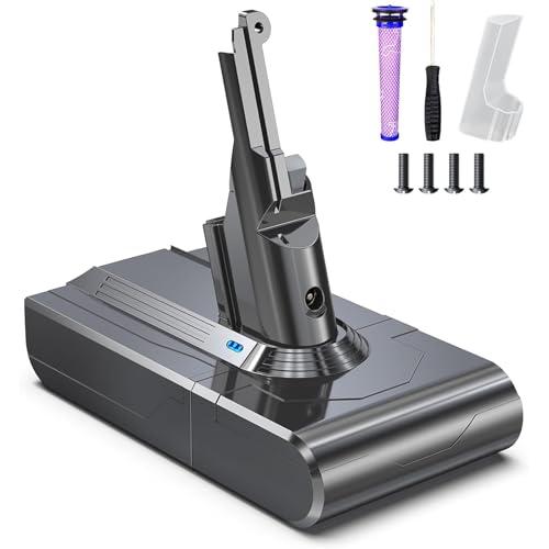 6,500mAh Batteria Dyson V8, BuTurePre Batteria per Dyson V8 SV10 Absolute Animal Fluffy Motorhead 21.6V con 1 Filtro e 1 Cacciavite