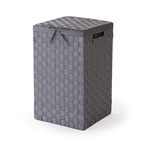 Compactor Tex Cesto Portabiancheria Quadrato Con Coperchio, Grigio, Tessuto Con Struttura In Metallo, Fodera In Lino Rimovibile, 30 x 30 x 50 cm, RAN6890