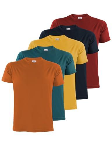 ALPIDEX T-Shirt Magliette da Uomo Confezione da 5 Girocollo 100% Cotone Manica Corta Basic Casual Tinta Unita S M L XL XXL 3XL 4XL 5XL, Taglia:L, Colore:Desert