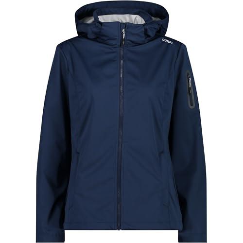 CMP - Giacca in light softshell da donna con cappuccio removibile, Blue-Ghiaccio, 48
