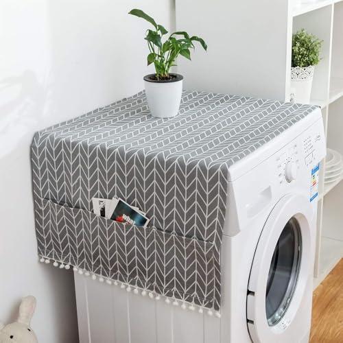 HEYOMI Coprilavatrice per Interno con Tasche Portaoggetti su Entrambi i Lati, Copri Lavatrice per Interno Protegge la lavatrice da Polvere, Raggi Solari e Graffi, 130×55 cm