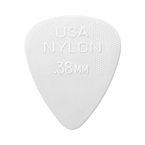 Jim Dunlop 44P.38 Plettri in Nylon Standard, Spessore da 0.38 mm, 12 Pezzi, Bianco
