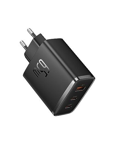 Baseus - Caricatore con USB C, 65 W, USB C, 3 Porte PD con PPS, al Nitruro di Gallio (GaN), per MacBook Pro/Air, Serie iPhone 16/15/14/13/12, iPad Pro, Galaxy S25 Ultra, S24-S20, ecc.