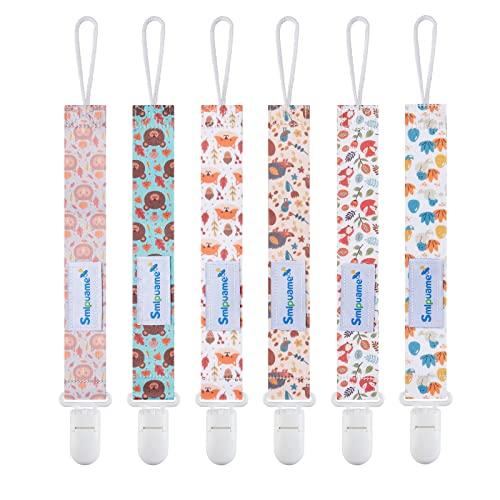 Smlpuame 6 Pezzi Catenella Portaciuccio, Catenella Ciuccio per Bambini, Set Porta Ciuccio con Clip Adatto a Tutti i Ciucci per Maschio e Femmina, Giocattoli per la Dentizione del Bambino(Animale)