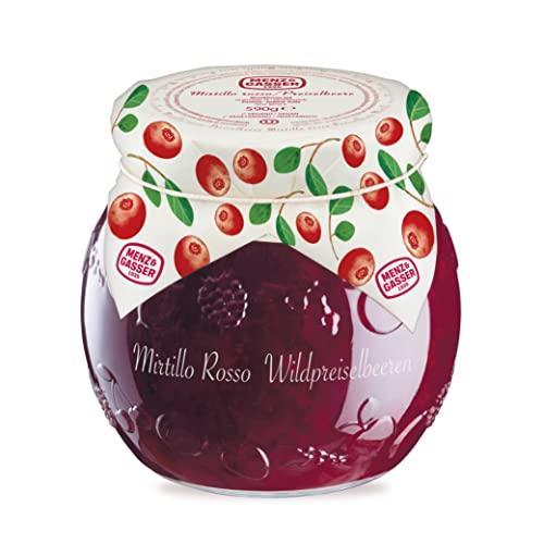 Menz&Gasser, Confettura Extra di Mirtilli Rossi Edel Plus, Ideale come Colazione o Spuntino, con Frutta di Alta Qualità in pezzi, 1 Vaso x 620 g