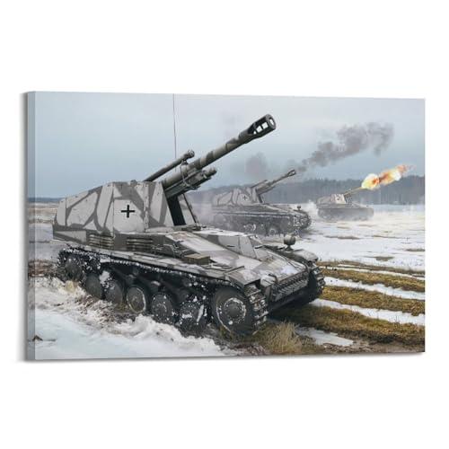 YTNSA Poster vintage con carri armati della seconda guerra mondiale Panzerkampfwagen II (Sf.) Wespe (Sd.Kfz.124), poster decorativo da parete su tela, poster decorativo da parete e arte con stampa