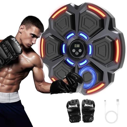 snawowo Music Boxing Machine Adulti - 9 modalità di 9 velocità Macchina da Boxe Musical Pugile con Guanti - LED Musica Bluetooth Boxe Allenamento per Casa (Nero)