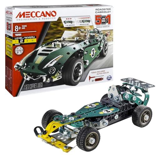 BANDAI - Meccano Cabriolet Retro Friction - Kit di Costruzione 5 Modelli - 225 pezzi, motore retro-frizione, attrezzi, istruzioni - Kit Attività assemblaggio auto - Giocattolo Bambini 8+ - APM20102