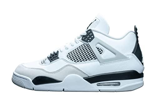 Nike Uomini Air Jordan 4 Retro Running, SUMMIT BIANCO/ROSSO FUOCO-GRIGIO CEMENTO-NERO, 11 UK (12 US)