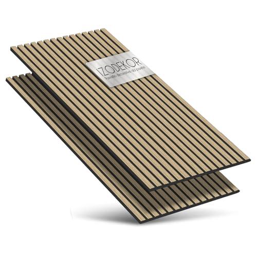 IZODEKOR Pannelli da parete 3D in legno, isolamento acustico, pannelli acustici, in legno, decorazione da parete per soggiorno, rivestimento interno e isolamento acustico, set da 2 pezzi, naturale