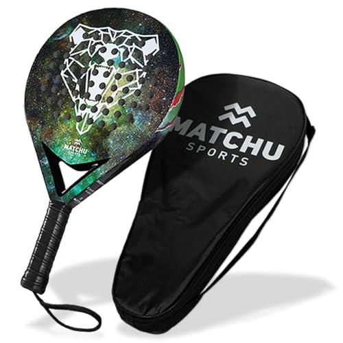 Matchu Sports | Racchetta Padel | Include una borsa per il trasporto | Telaio in carbonio al 100%, strato superiore in fibra di vetro e morbida schiuma EVA | Tecnologia di presa 3D (Bear)