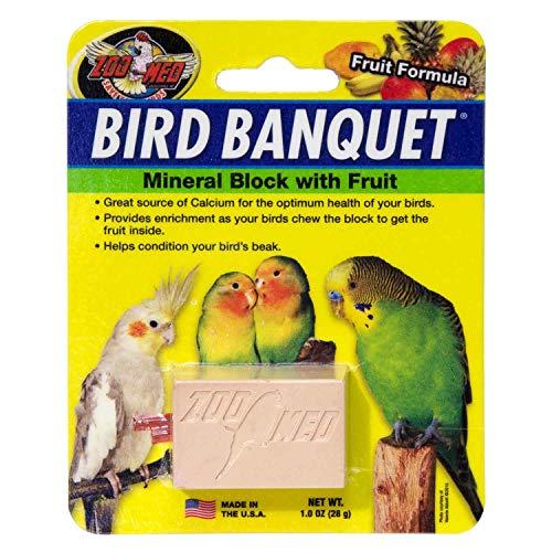 Zoo Med Bird Banquet, Mangime In Blocco Per Uccelli Pappagalli E Volatili, A Base Di Minerali E Calcio, Arricchito Con Frutta, Leviga Il Becco, 28 g