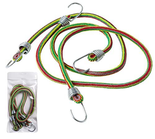 IPEA Corde Elastiche con Gancio Portapacchi da 80 cm per Auto e Moto,2 Unità,Made in Italy, Corda Elastica Multiuso Allacciabagagli per Fissare Pacchi, Oggetti, Valigie, Teloni, Campeggio, Multicolore