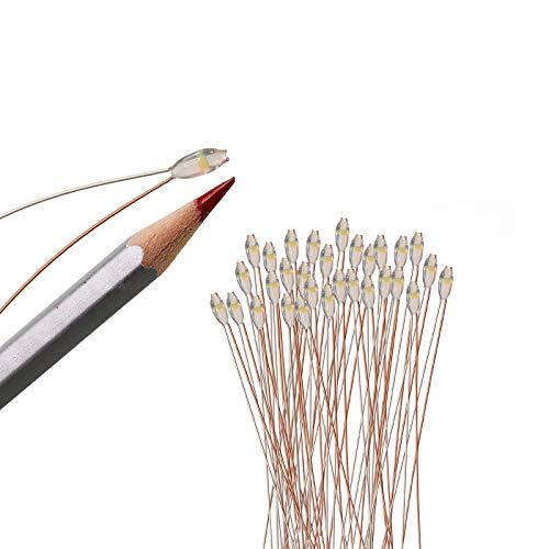 Evemodel 30 pezzi presaldati Micro impermeabile SMD LED 0603 20 cm Diycraft (bianco caldo)