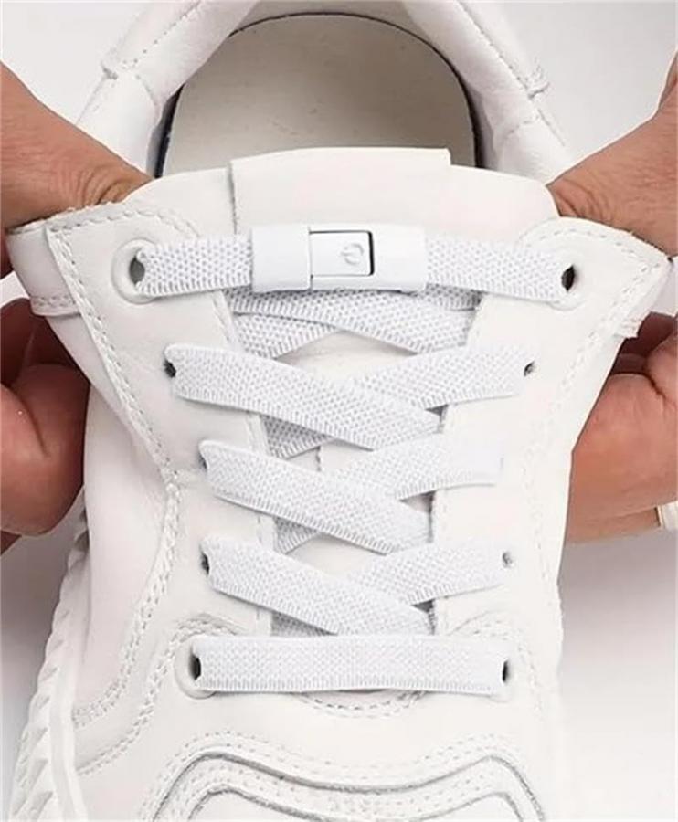 Lacci elastici senza lacci, lacci in poliestere per scarpe da ginnastica, design Quick-Lock, perfetti per scarpe sportive e casual, bianco, F