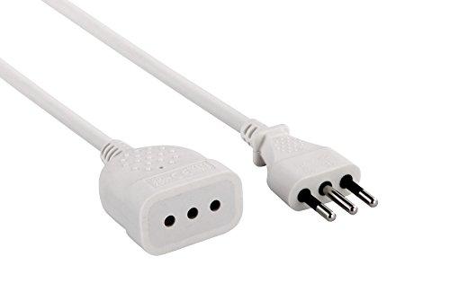 Electraline 46113 Prolunga 3 mt spina e presa piccola 10A, bianco - sezione cavo 3G0,75 mm²