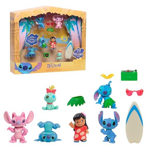 Just Play Set di personaggi da collezione di Disney Stitch con 5 accessori, 11 pezzi, personaggi da collezione da 5 cm, decorazioni per la casa, giocattoli per bambini dai 3 anni