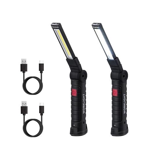 Tolesum Ricaricabile Torcia LED Tipo C,Lampada da Lavoro Pieghevole e Magnetica, Usb Cob Lampade Di Ispezione, 5 Modalità Lanterne Per Campeggio Esterna Autofficina Lampada,Riparazione Auto Emergenza