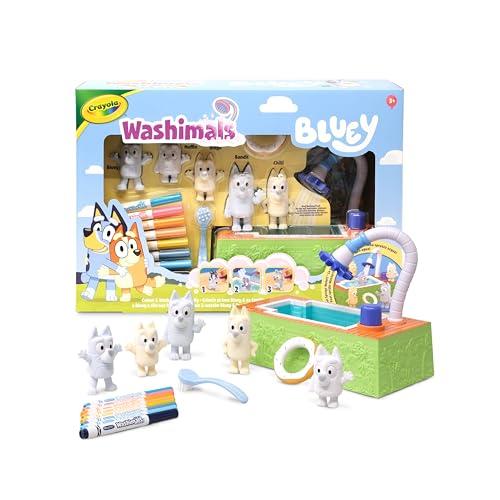 CRAYOLA Washimals Bluey, Set Attività con Piscina e 5 Cuccioli, 8 Pennarelli Lavabili, Piscina funzionante, Salvagente, Spazzolina, Gioco e Regalo per Bambini, da 3 Anni, 74-0257