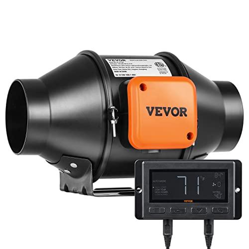 VEVOR Ventilatore Estrazione Aria Condotto in Linea 10cm HVAC EC Velocità Regolabile, Ventola di Aspirazione a Condotto in Linea Potenza Nominale 21W 2900 giri/min Rumore a 28 dB