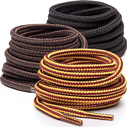 Miscly Lacci per Scarpe Rotondi [3 Paia] Stringhe Robuste e Resistenti - Ideali per Scarpe Da Trekking e Da Montagna, Scarponi, Scarponcini e Stivali - Diametro 5mm