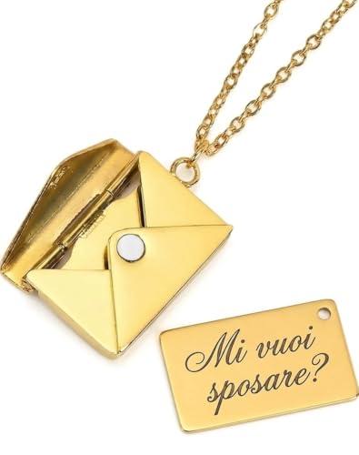 Collana con ciondolo busta lettera personalizzata, regalo con lettera personalizzaata, regalo San Valentino, regalo di coppia, festa della mamma
