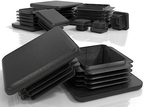 PD® Tappi a lamelle 50x50 mm per tubo quadrato | Tappi quadrati in plastica PE | Tappi per tubi per coprire tubi in acciaio inox, tubi in alluminio e profili in alluminio | Tappi quadrati neri | 4 pz