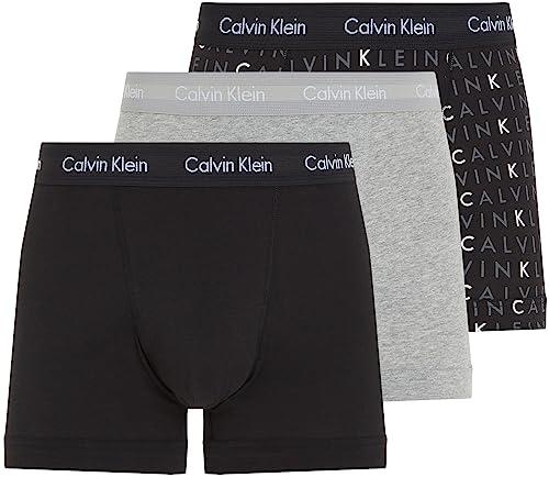 Calvin Klein Boxer Uomo Confezione da 3 Cotone Elasticizzato, Multicolore (Black/Grey Heather/Subdued Logo), L