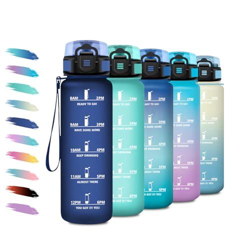 Borraccia 1 Litro, Bottiglia Motivazionale con Filtro, a Prova di Perdite, Bottiglia Acqua Sportiva con Indicatore del Tempo, Borraccia Palestra per Fitness, Viaggi, Scuola, Campeggio, Ufficio