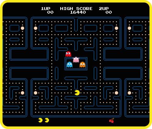 Konix Pac-Man Tappetino per mouse gaming 32 x 27 cm - Superficie in silicone 3D ultrasottile - Base antiscivolo in gomma - Nero e giallo