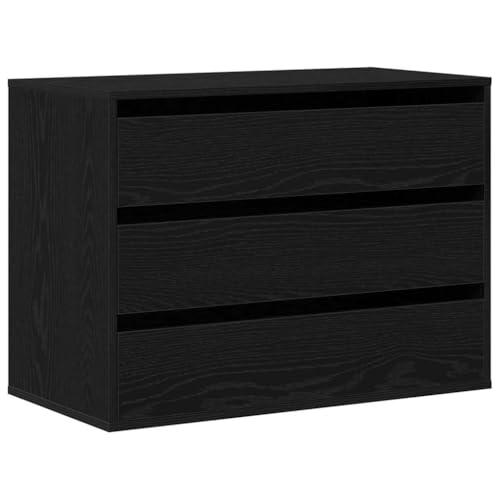 vidaXL Cassettiera Rovere Nero 80 x 41 x 58 cm Legno Multistrato, Organizzatore Moderna per Camera, unità Storica Rettangolare per Abbigliamento, Cassetto Texturizzato, Design Funzionale