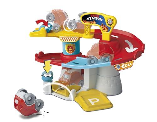 Clementoni Baby Fire Station, Pista Macchinine per Bambini 18+ Mesi, con 1 Macchinina Ribaltabile, Stimola Manualità e Curiosità, Gioco Prima Infanzia Made in Italy, Linea Play for Future, 17559
