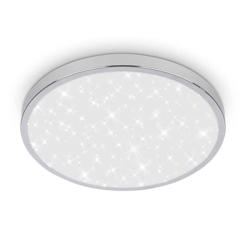BRILONER - Plafoniera bagno LED a luce indiretta, protezione IP44 contro gli spruzzi d'acqua, colore luce bianca neutra, plafoniera led soffitto bagno, plafoniera cucina, 24 x 6 cm, cromato