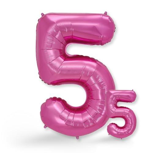 FUNXGO Palloncino Numero 5 rosa - Gigante Palloncini Compleanno 5 Anni - Vola con l'Elio - Feste Decorazione di Compleanno Palloncino 5 rosa