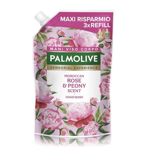 Palmolive Ricarica Sapone Liquido Mani Sensorial Experience rosa del Marocco e Peonia 900 ml, Rose & Peony