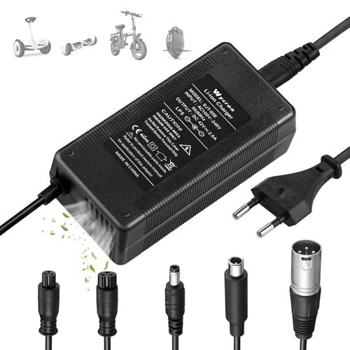 Wyxron Caricatore Monopattino Elettrico, Caricatore Hoverboard 42V 2A Adattatore Universale con Ventola 5 Connettori per Litio 36v, per Xiaomi/Ninebot/Bici Equilibrata/Drifting Board